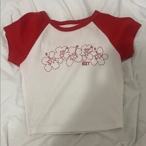 Roxy Kids Red and White Floral Tee